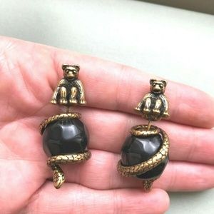 Vintage Dior Teddy Bear Tribal Earrings